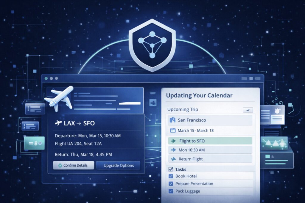 Diagram showing agentic travel and flights.